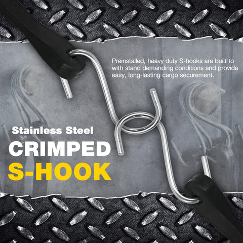 Digank bungee cords with zinc-plated hooks resist weather and corrosion.