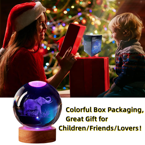 DIGFPWT elephant crystal ball lamp offering 16 color options for mood lighting