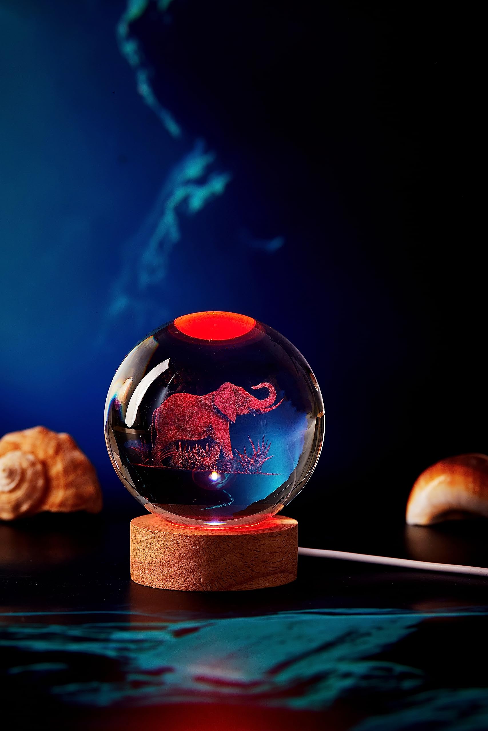 DIGFPWT elephant crystal ball lamp in living room setup as a unique focal point