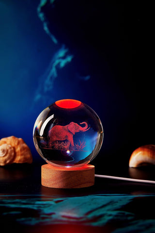 DIGFPWT elephant crystal ball lamp in living room setup as a unique focal point