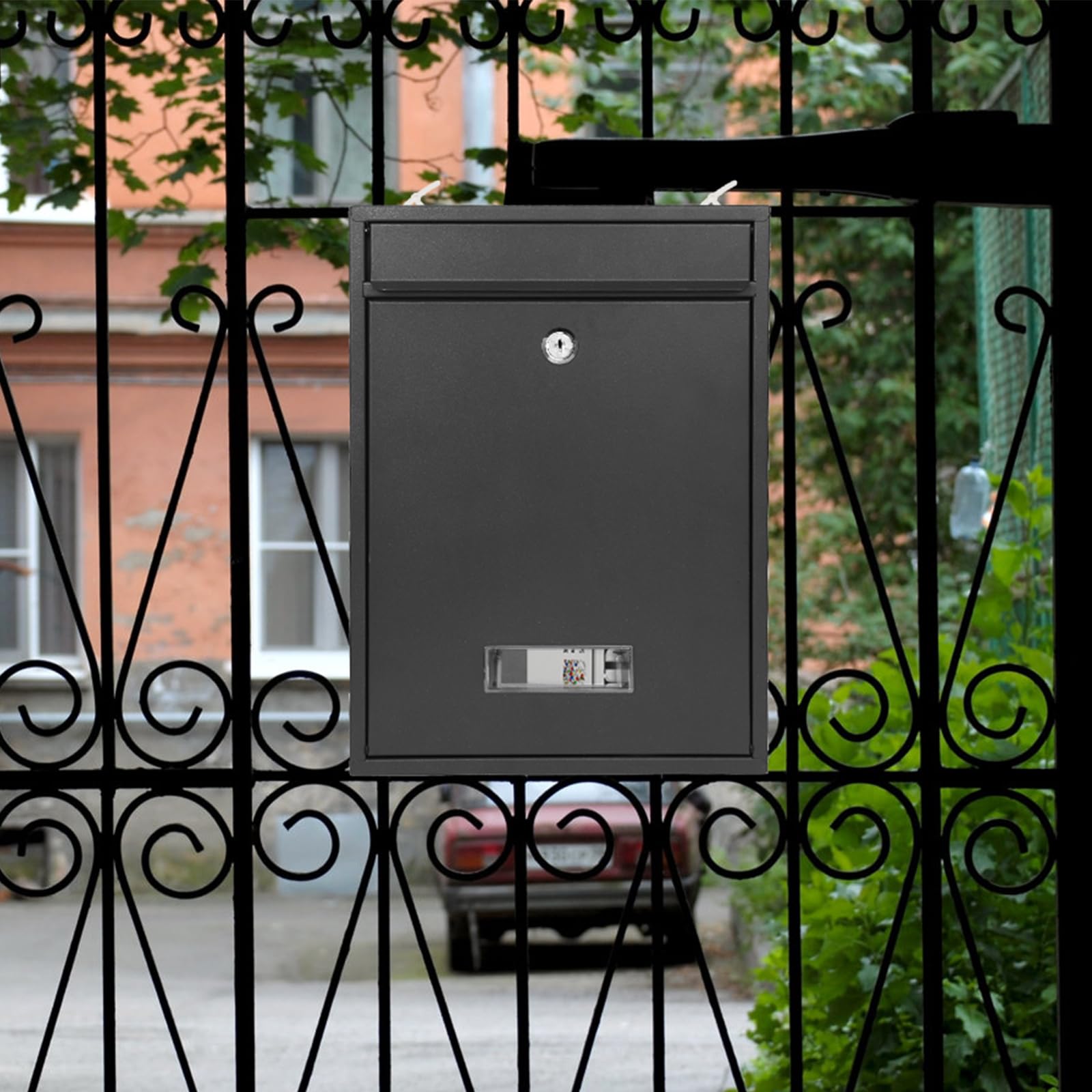 Diggoo black exterior design complements home while securing mail.