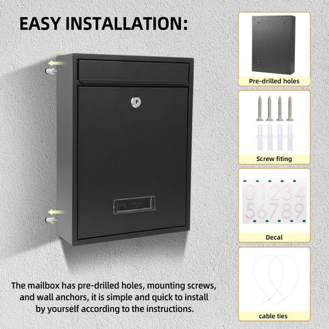 Diggoo large-capacity mailbox interior fits letters and magazines.