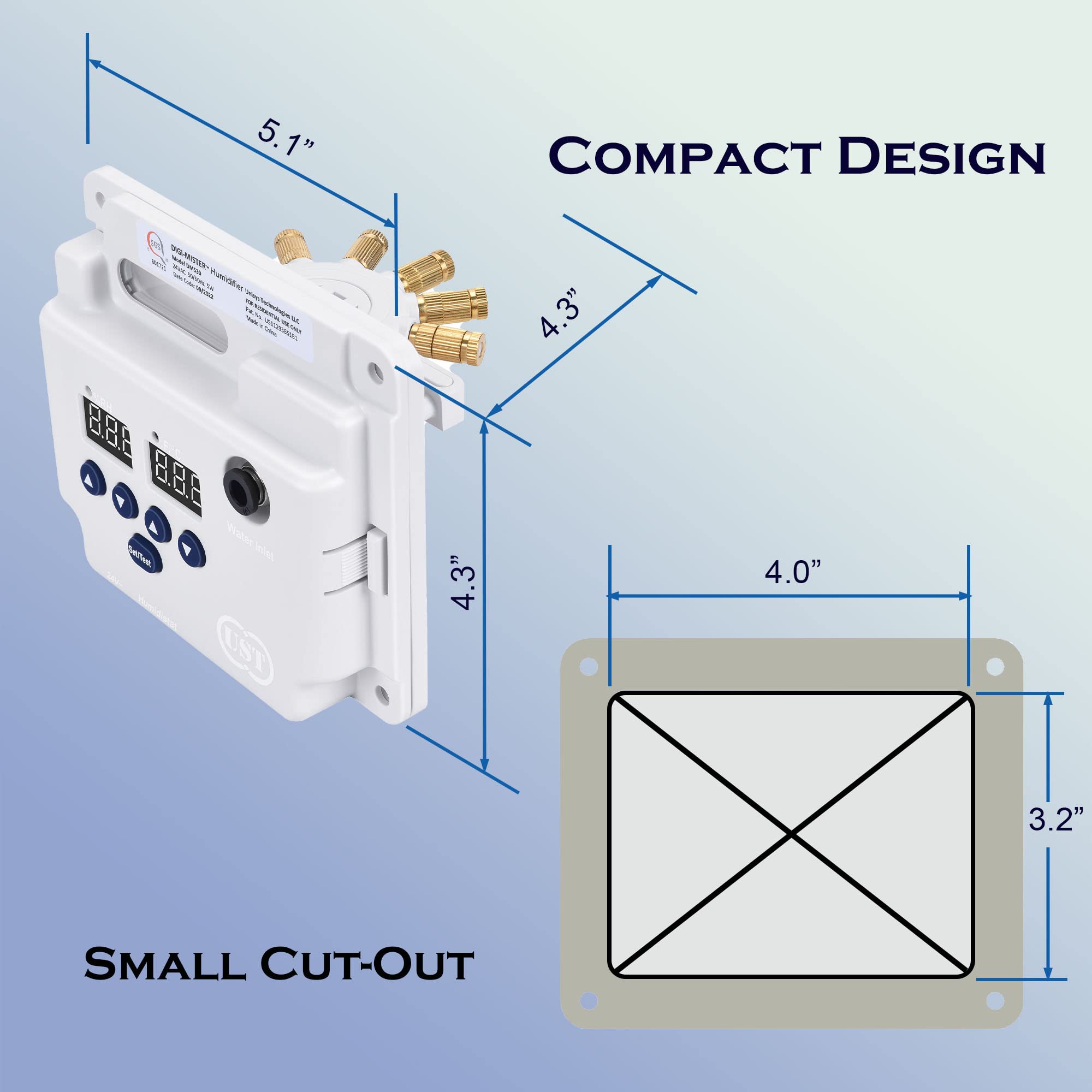 DIGI MISTER full digital control panel allows precise humidity and temperature adjustments