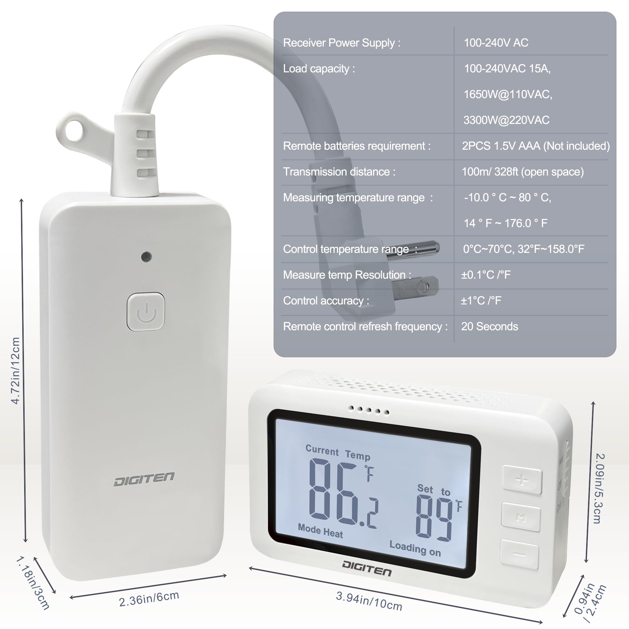 DIGITEN thermostat mode selection offers heating or cooling for stable comfort