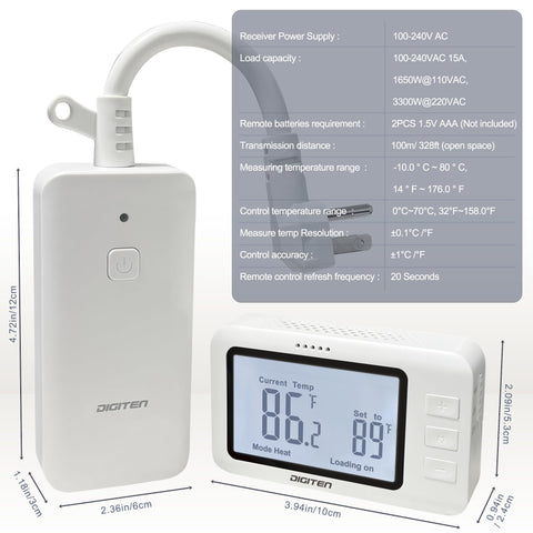 DIGITEN thermostat mode selection offers heating or cooling for stable comfort