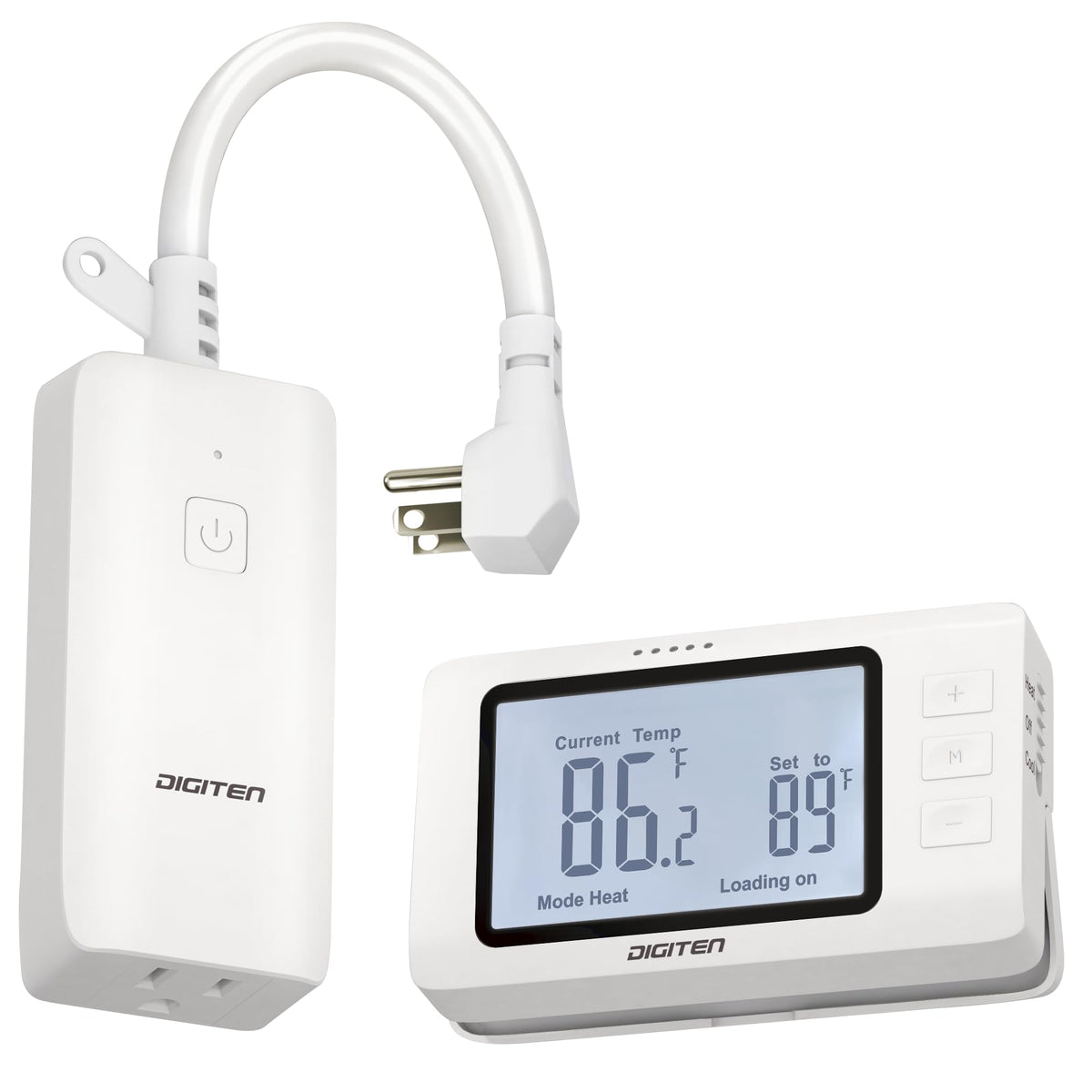 DIGITEN wireless thermostat outlet setup demonstrates easy plug-and-play installation