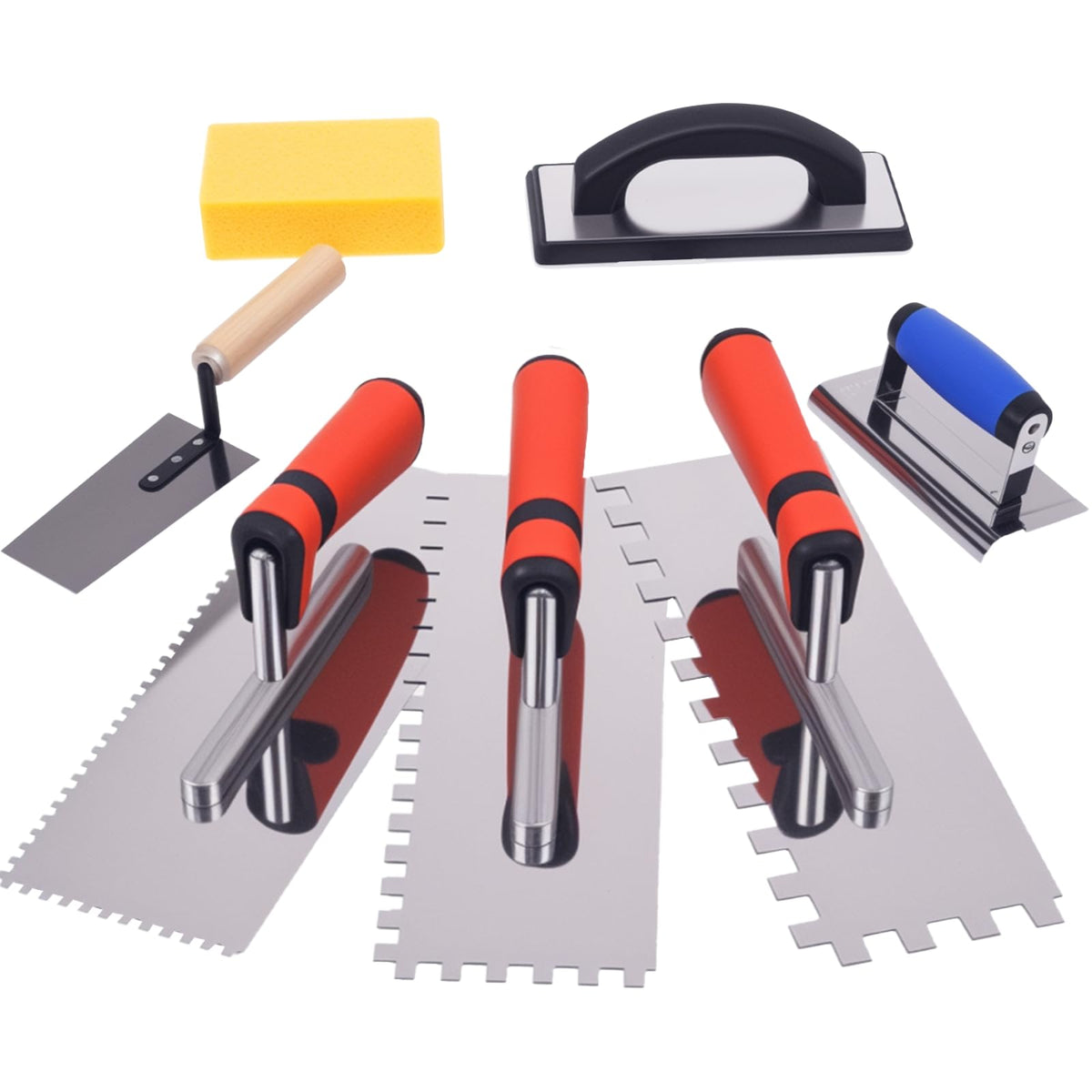 DigNew 7Pcs tile trowel set overview shows all-in-one tiling tools for DIY projects.
