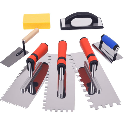 DigNew 7Pcs tile trowel set overview shows all-in-one tiling tools for DIY projects.