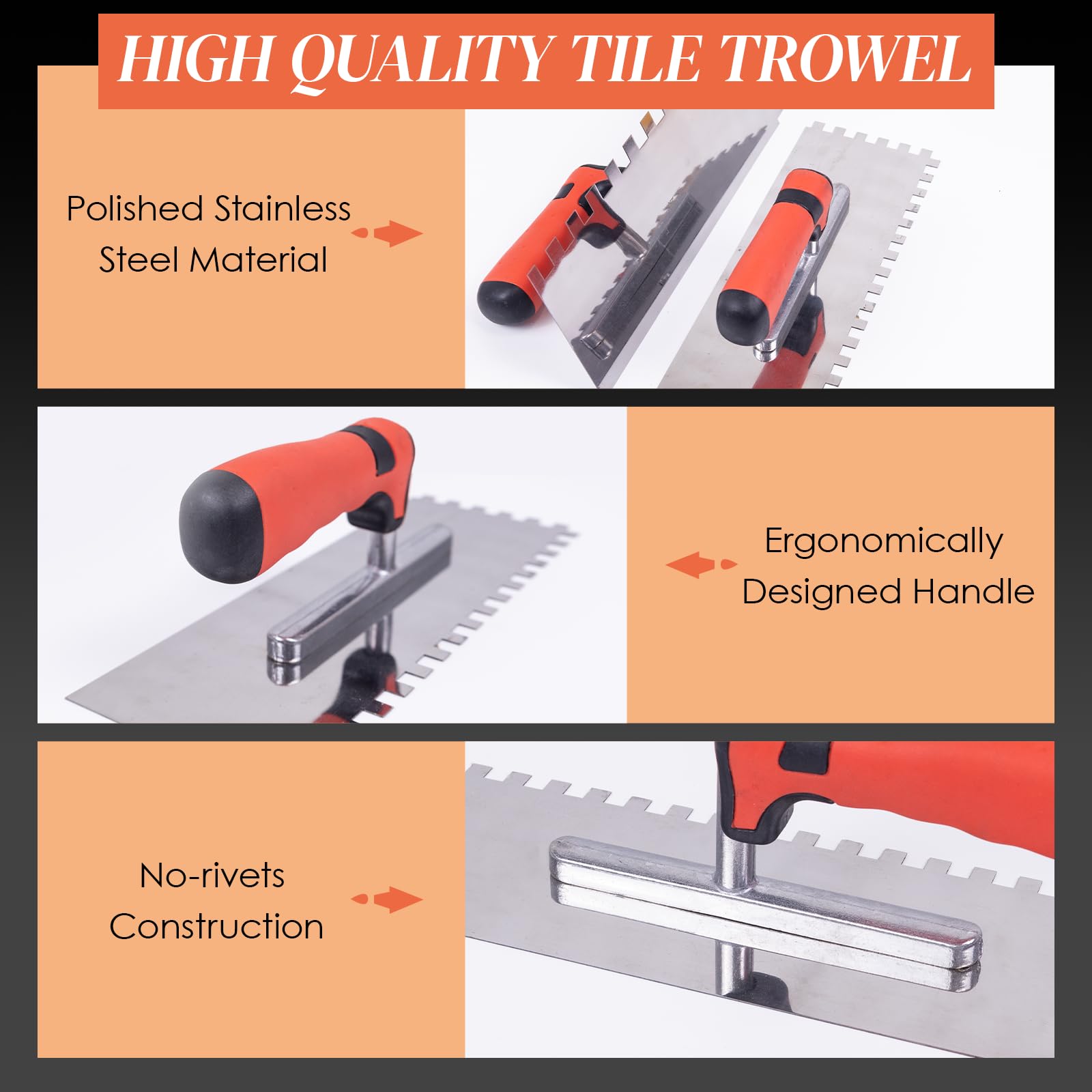 DigNew 4mm notch trowel close-up ideal for precise adhesive spread.