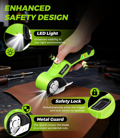 DIGOAKO Cordless Electric Scissors in action deliver fast, clean cuts for cardboard, fabric, carpets.
