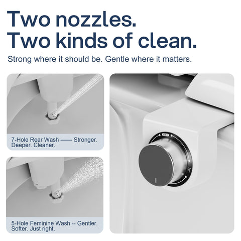 DIHAF rear wash with seven-hole spray for thorough cleansing.