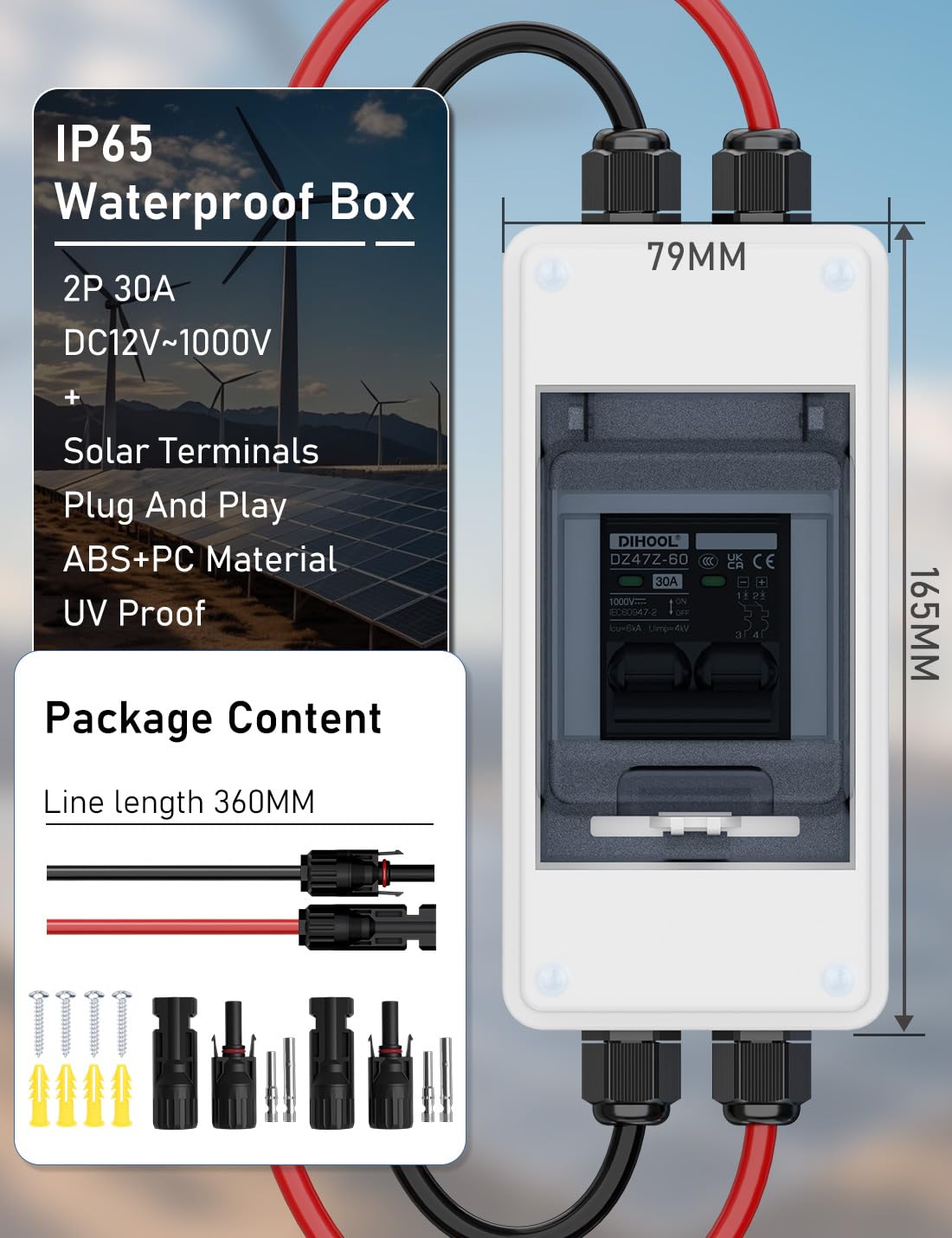 DIHOOL DC 1000V solar connectors enable safer plug-and-play PV wiring.
