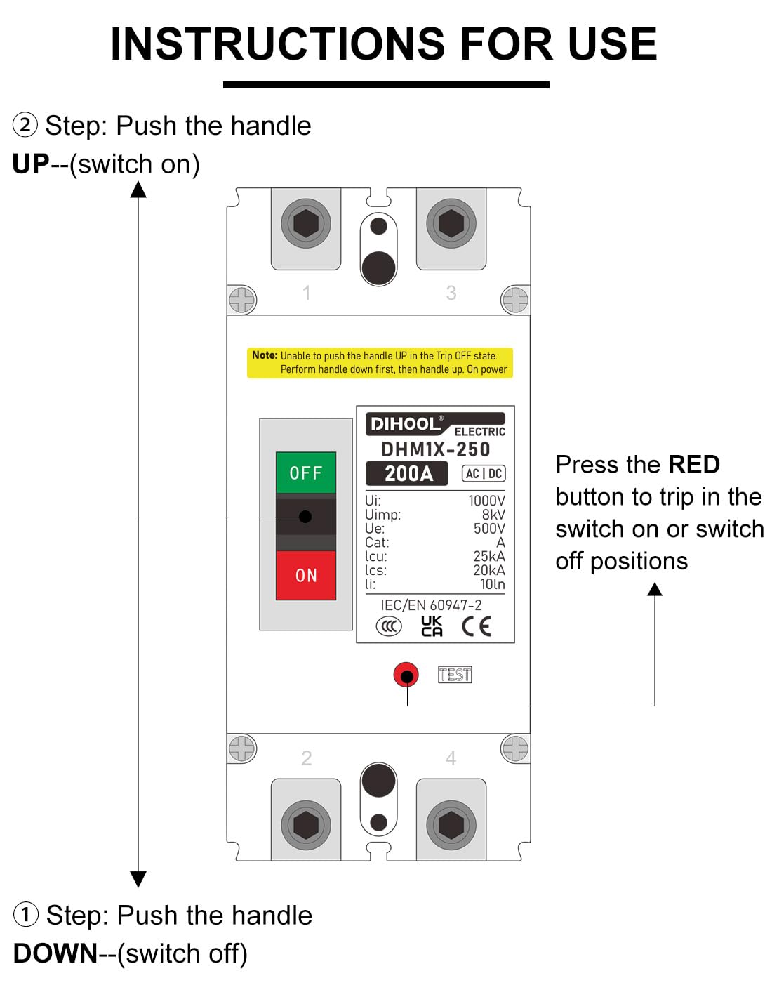 DIHOOL DC 200A breaker suitable for DC applications like solar and UPS systems