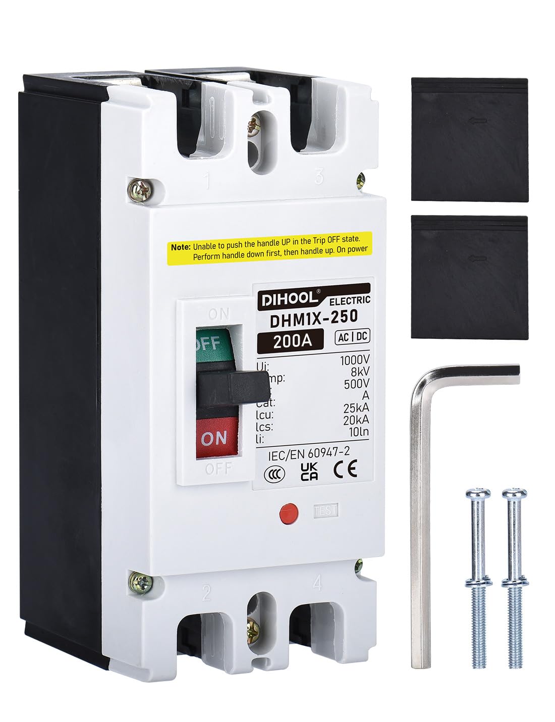 DIHOOL DC 200A breaker front view for reliable DC protection in power systems
