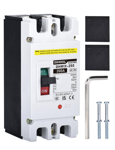 DIHOOL DC 200A breaker front view for reliable DC protection in power systems