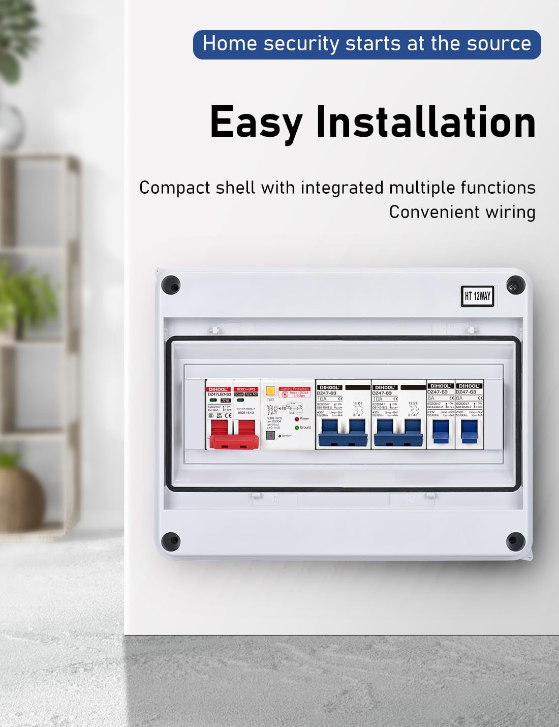 DIHOOL surge protection guards devices against voltage spikes.