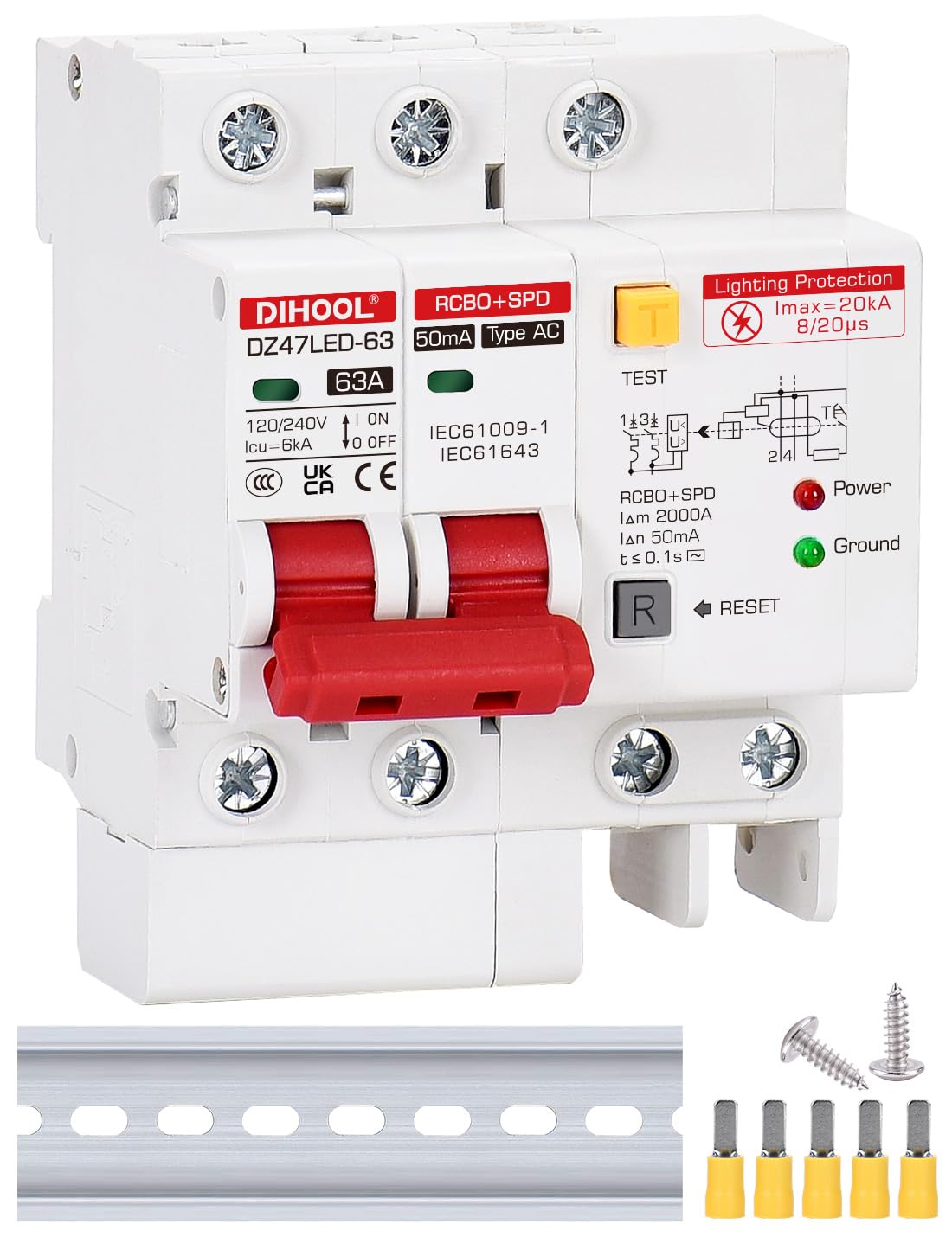 DIHOOL ground-fault-cb-63a: reliable circuit protection for home and workspace.