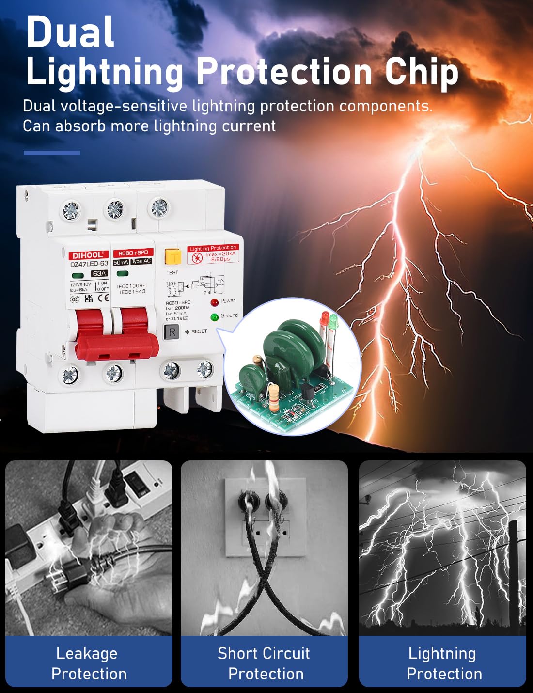 DIHOOL leakage-30ma: precise leakage protection for sensitive electronics.