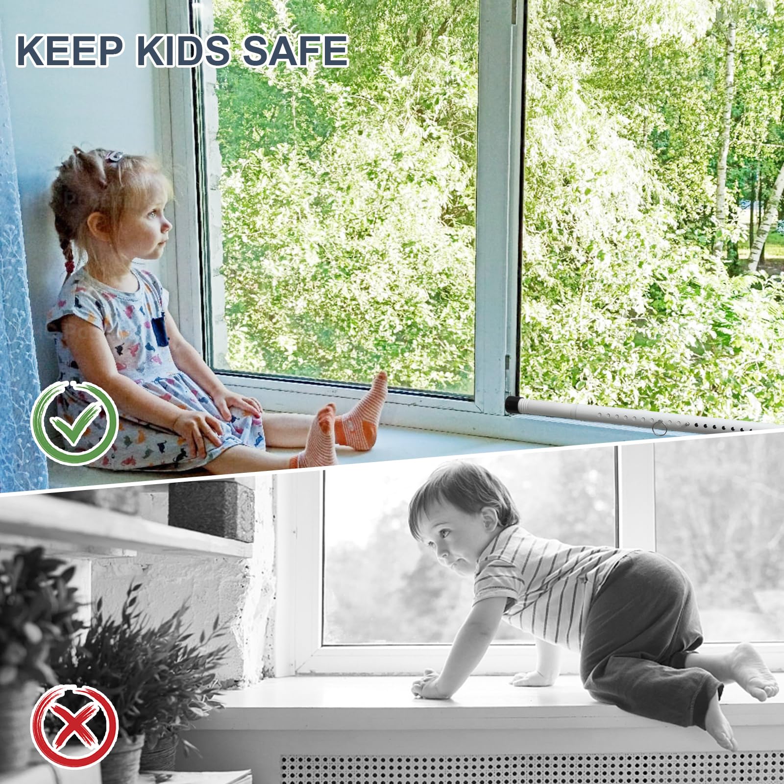 No drill installation with double nut tension ensures a secure fit