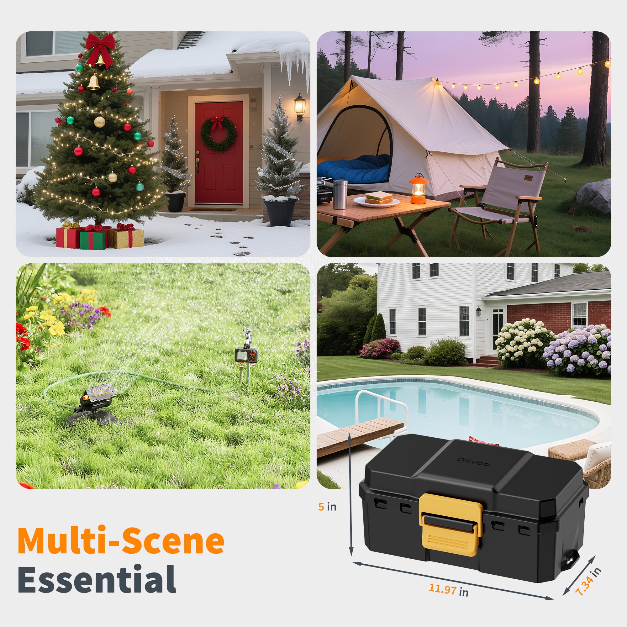 Diivoo holiday light protection box shields lighting cables outdoors