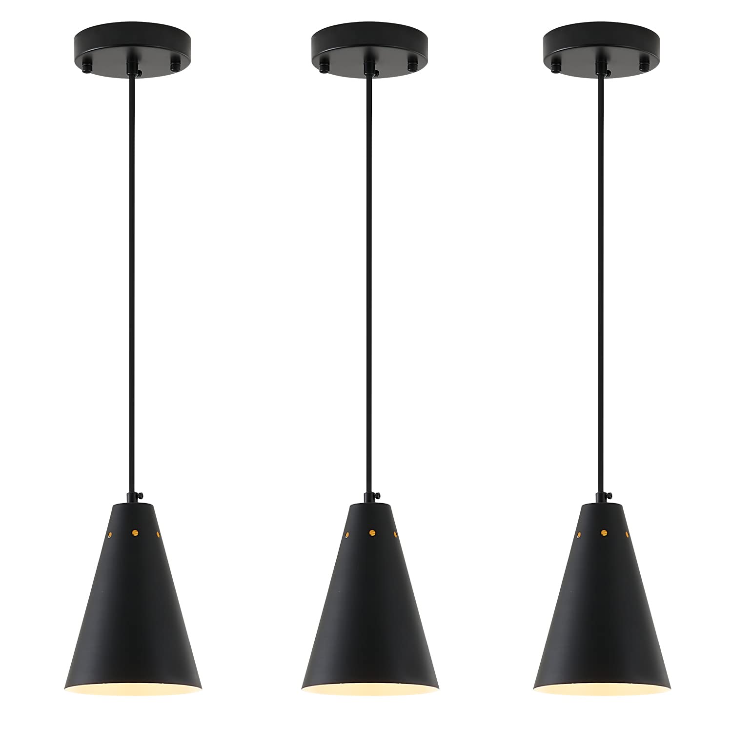Dijiahua black pendant lights with cone shade for modern kitchens.