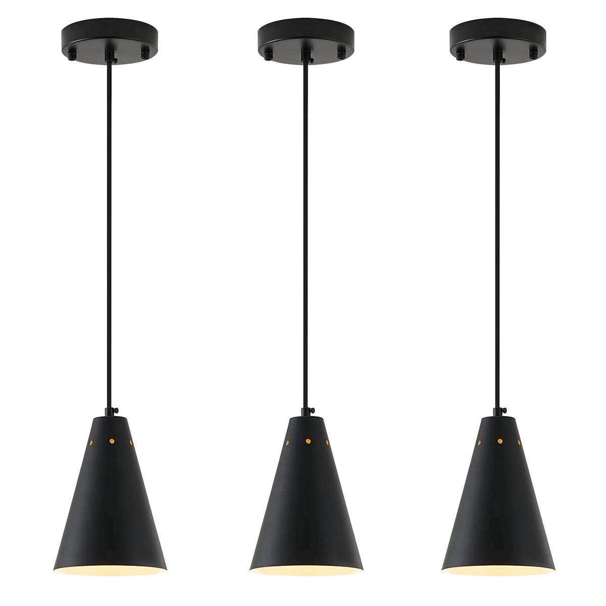 Dijiahua black pendant lights with cone shade for modern kitchens.