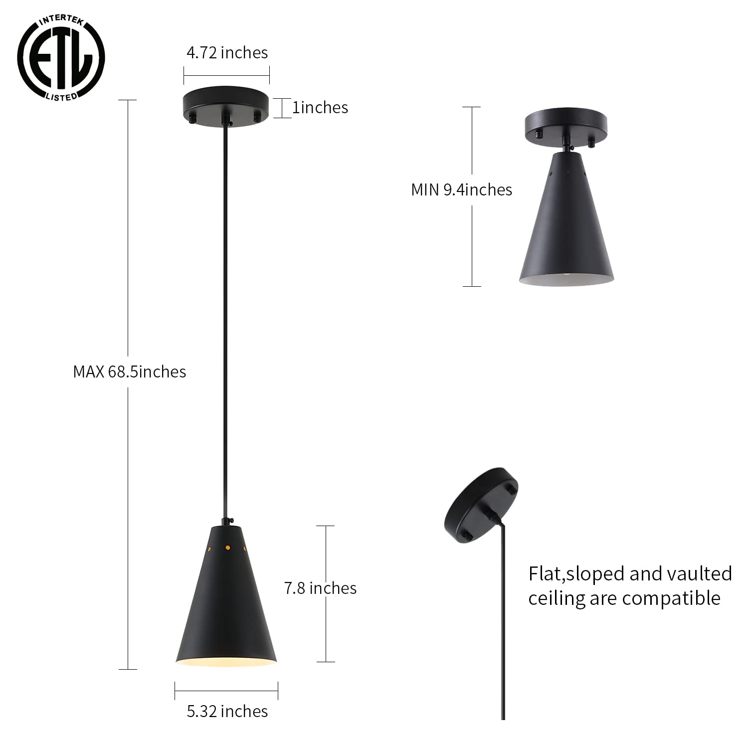 Dijiahua canopy detail highlights clean mounting on flat or sloped ceilings.