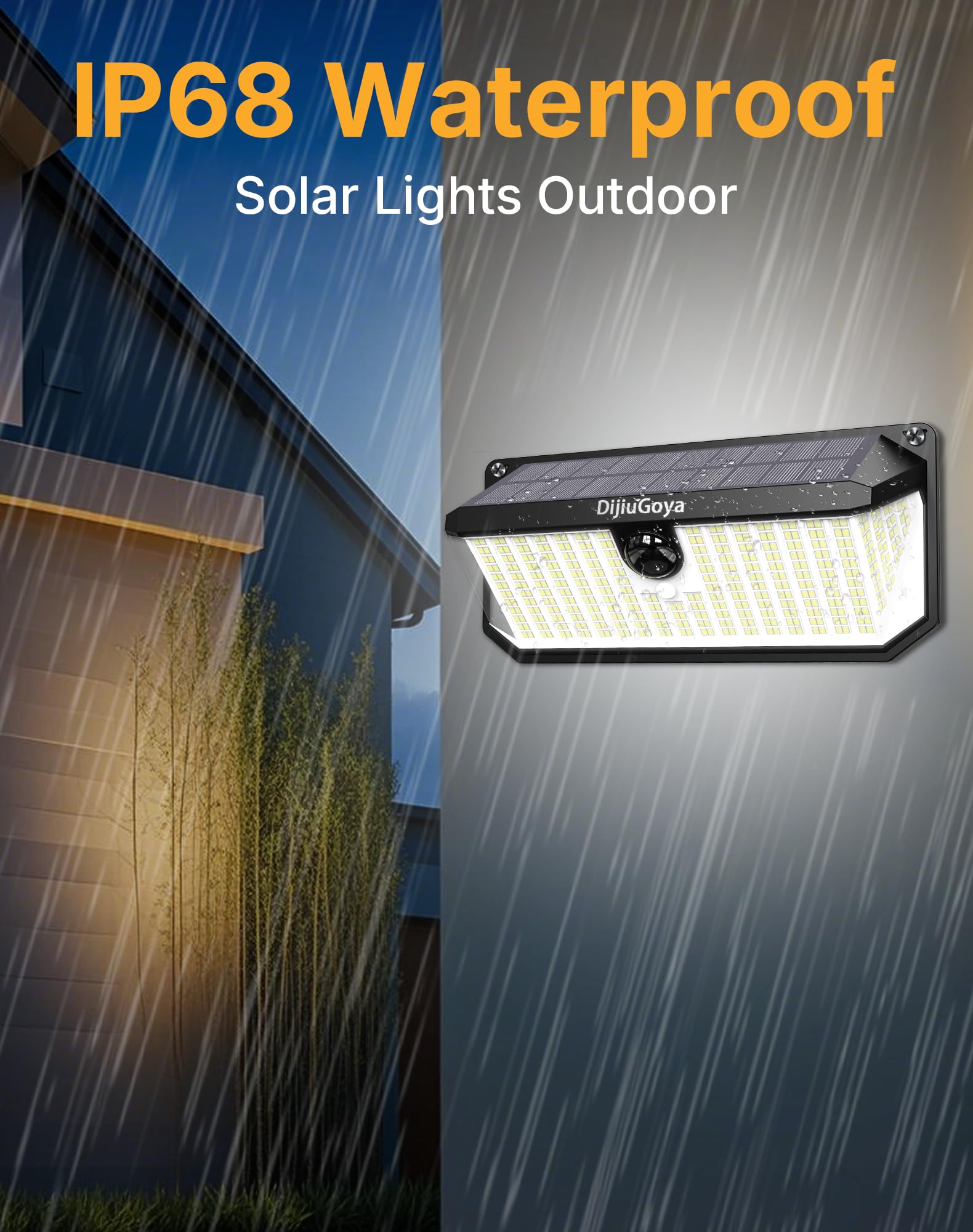DijiuGoya solar security light garage entrance provides reliable night lighting