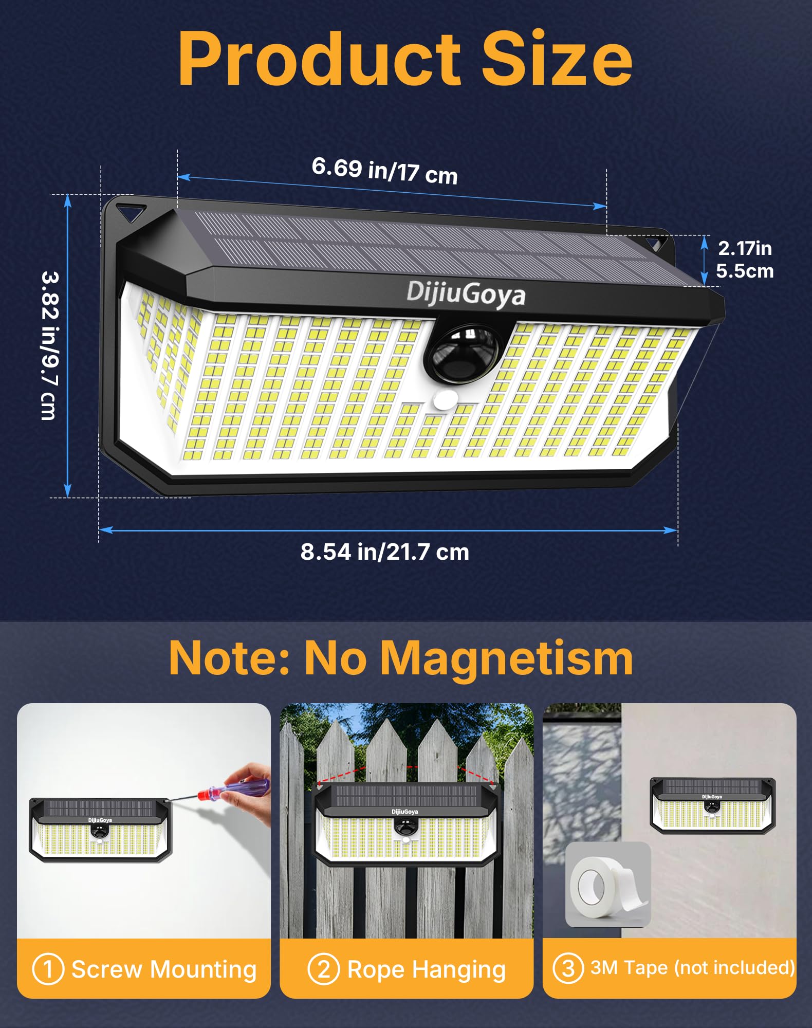 DijiuGoya solar security light motion sensor coverage detects activity with instant brightness