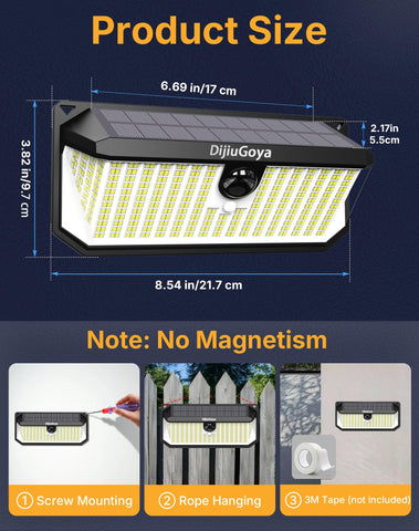 DijiuGoya solar security light motion sensor coverage detects activity with instant brightness