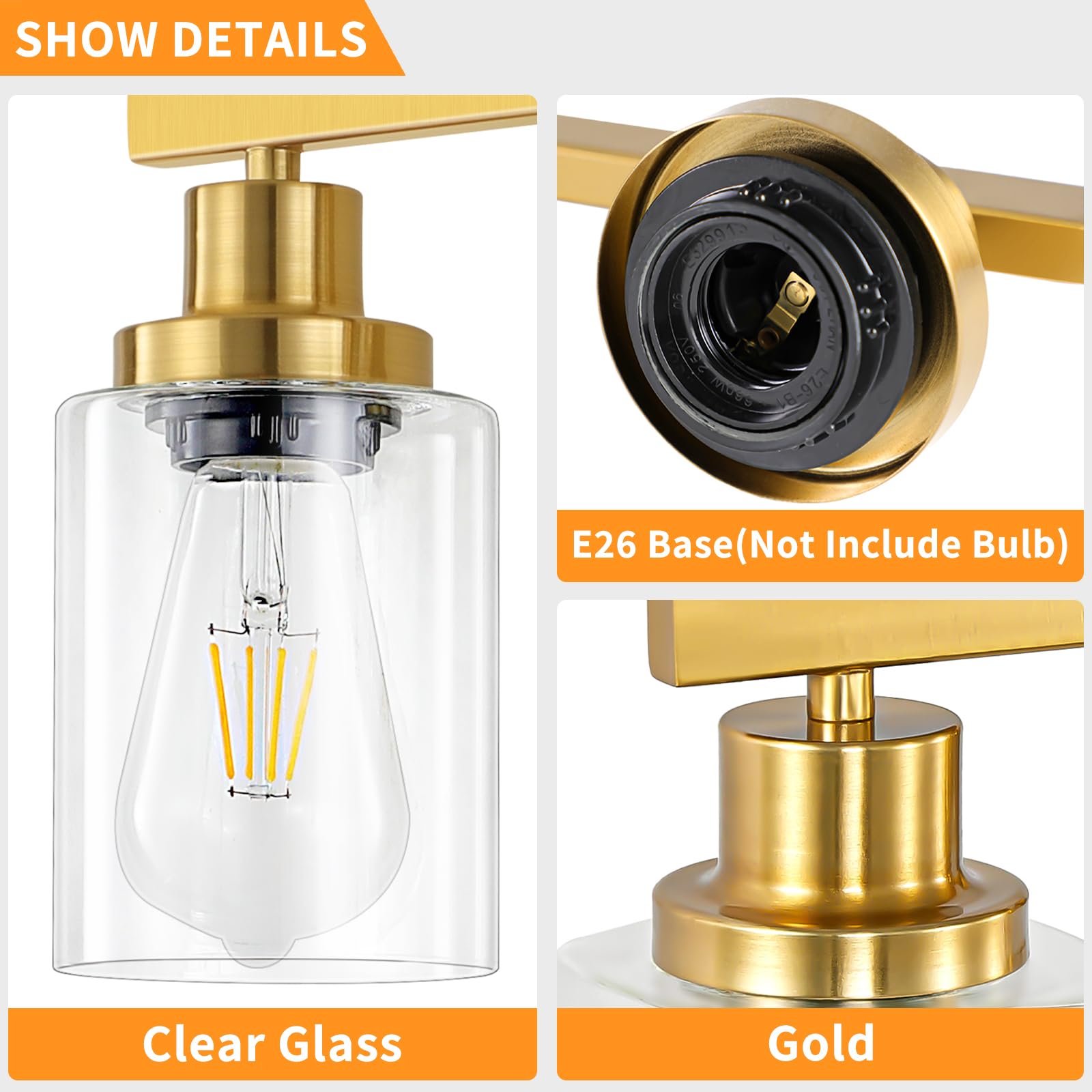 DIKAIDA brushed-gold wall mount with hardware included