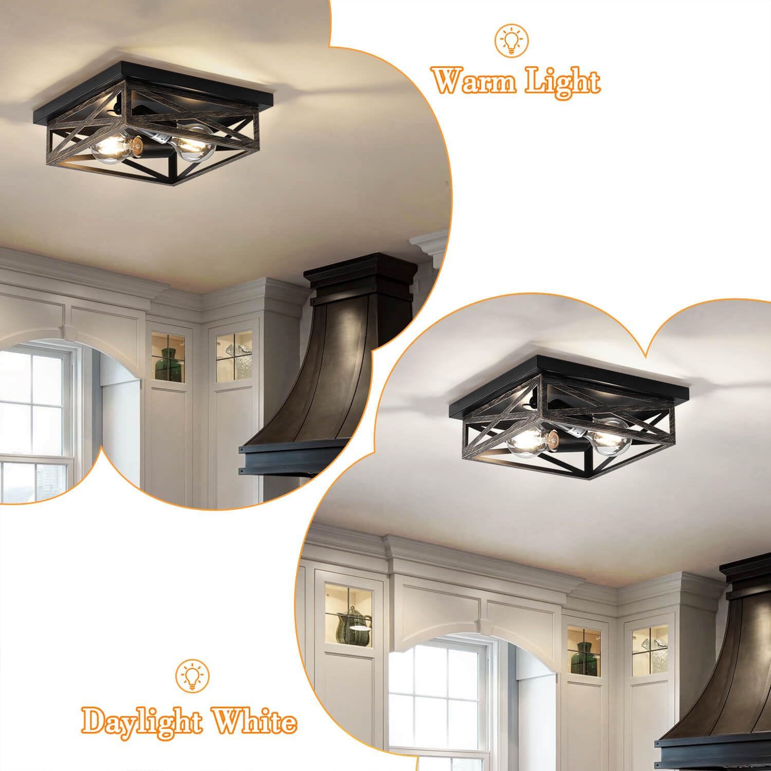 DIKAIDA compact 9.8-inch square flush mount fits standard ceilings.