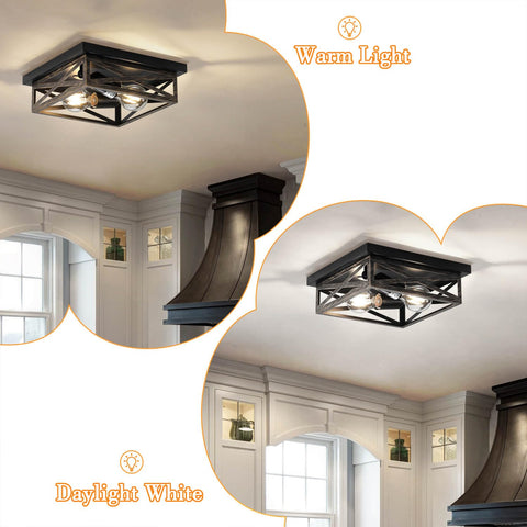 DIKAIDA compact 9.8-inch square flush mount fits standard ceilings.