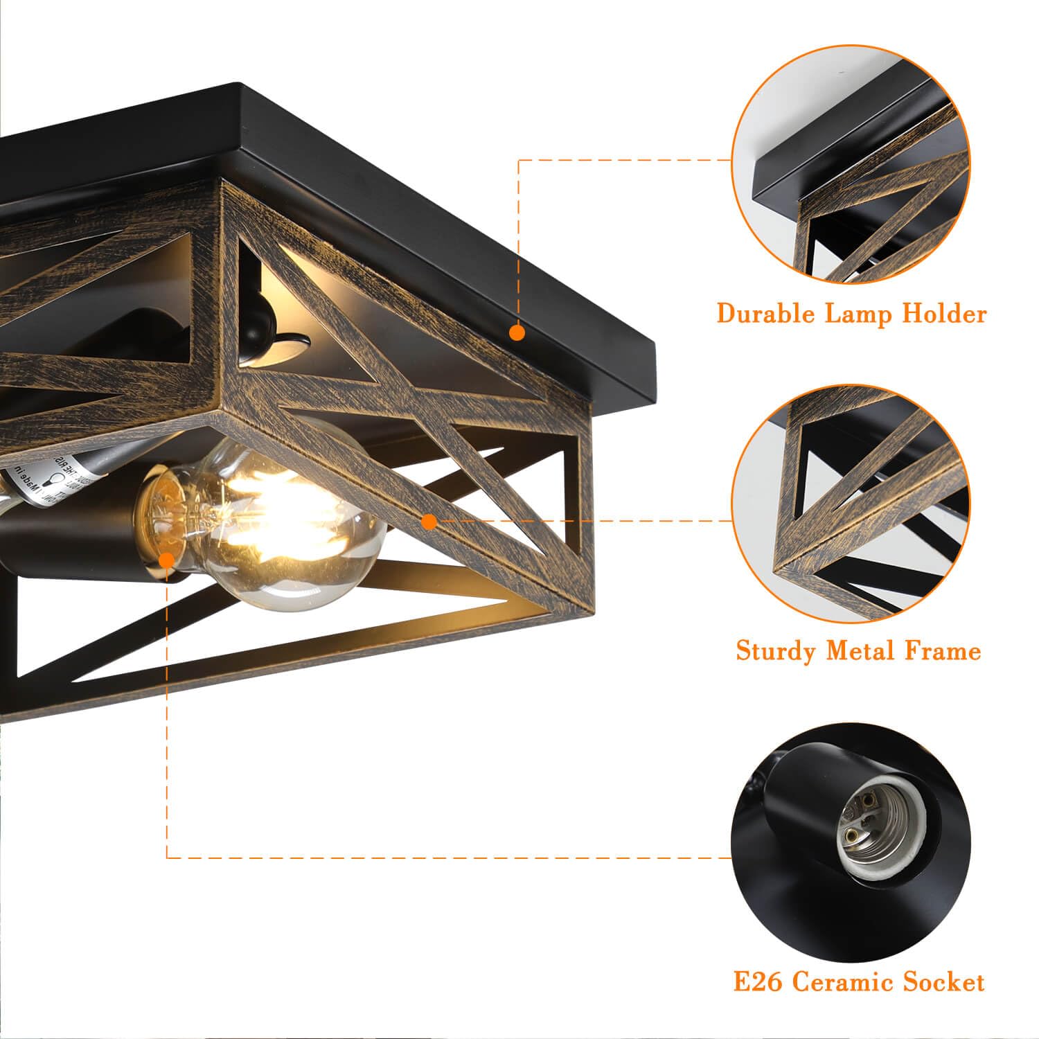 DIKAIDA durable ferrous metal finish for long-lasting kitchen lighting.