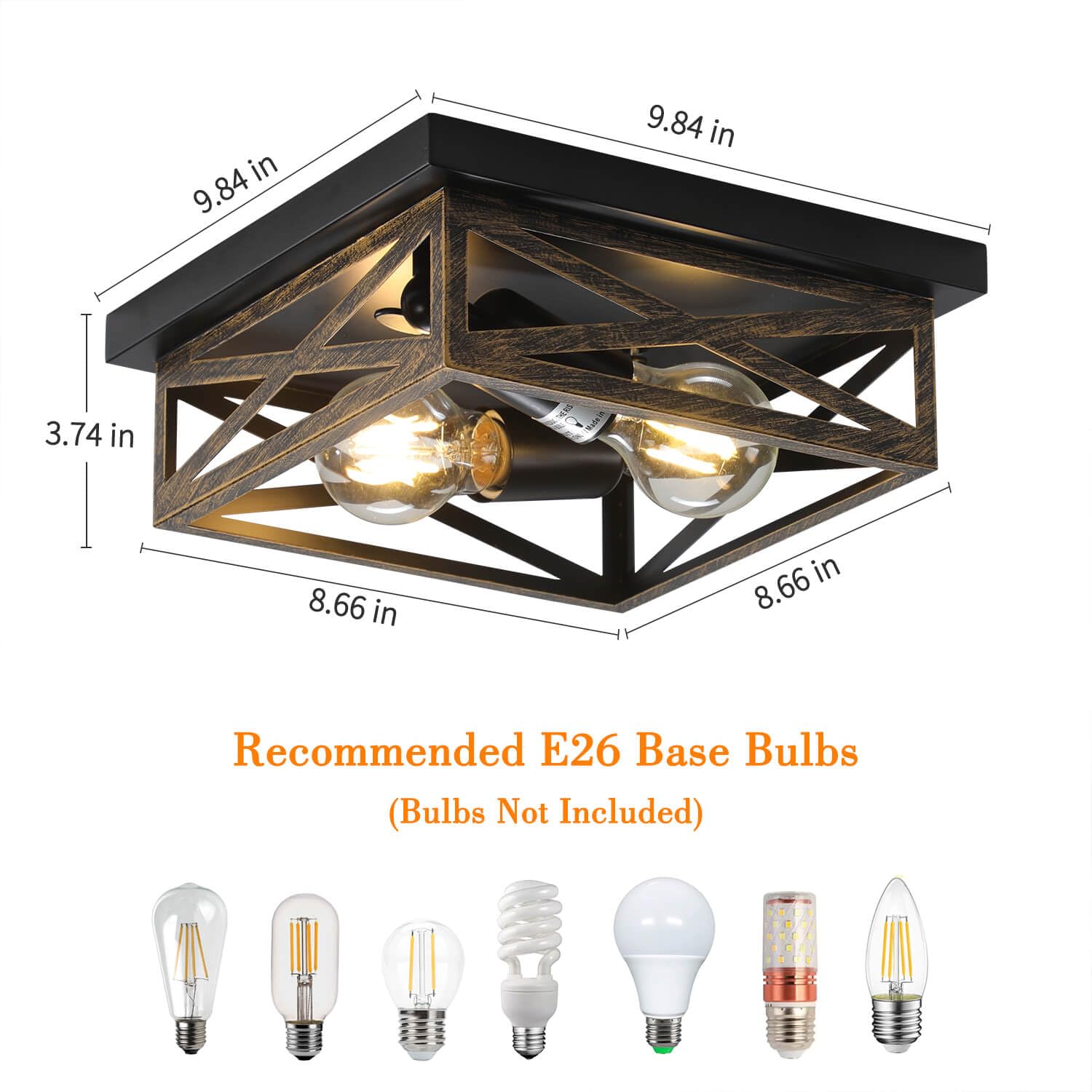 DIKAIDA compatible with E26 bulbs for versatile dimming and brightness.