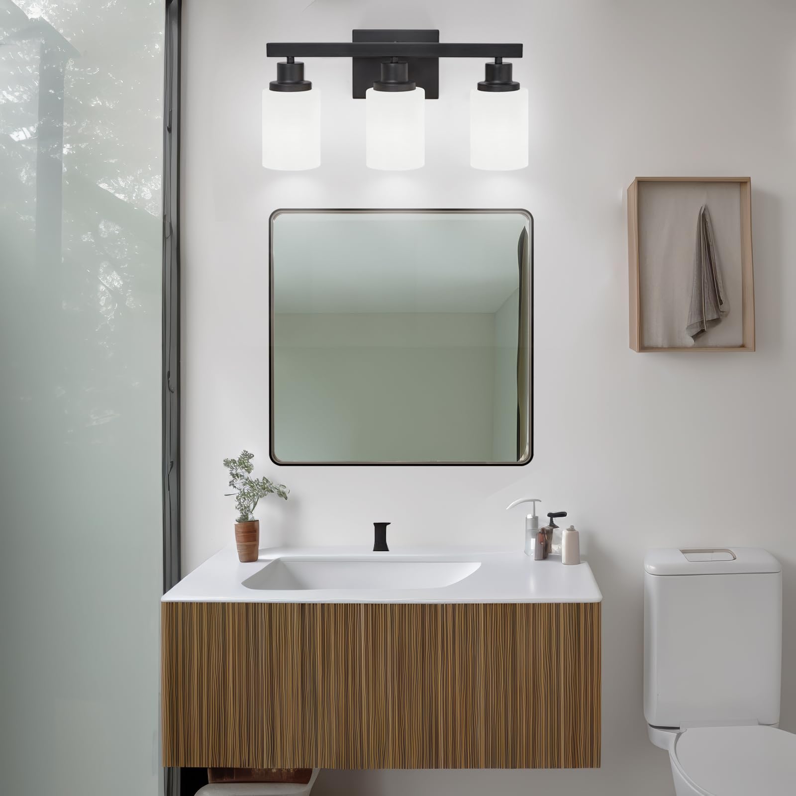 DIKAIDA matte black bathroom light finish complements modern decor and durable metal construction.