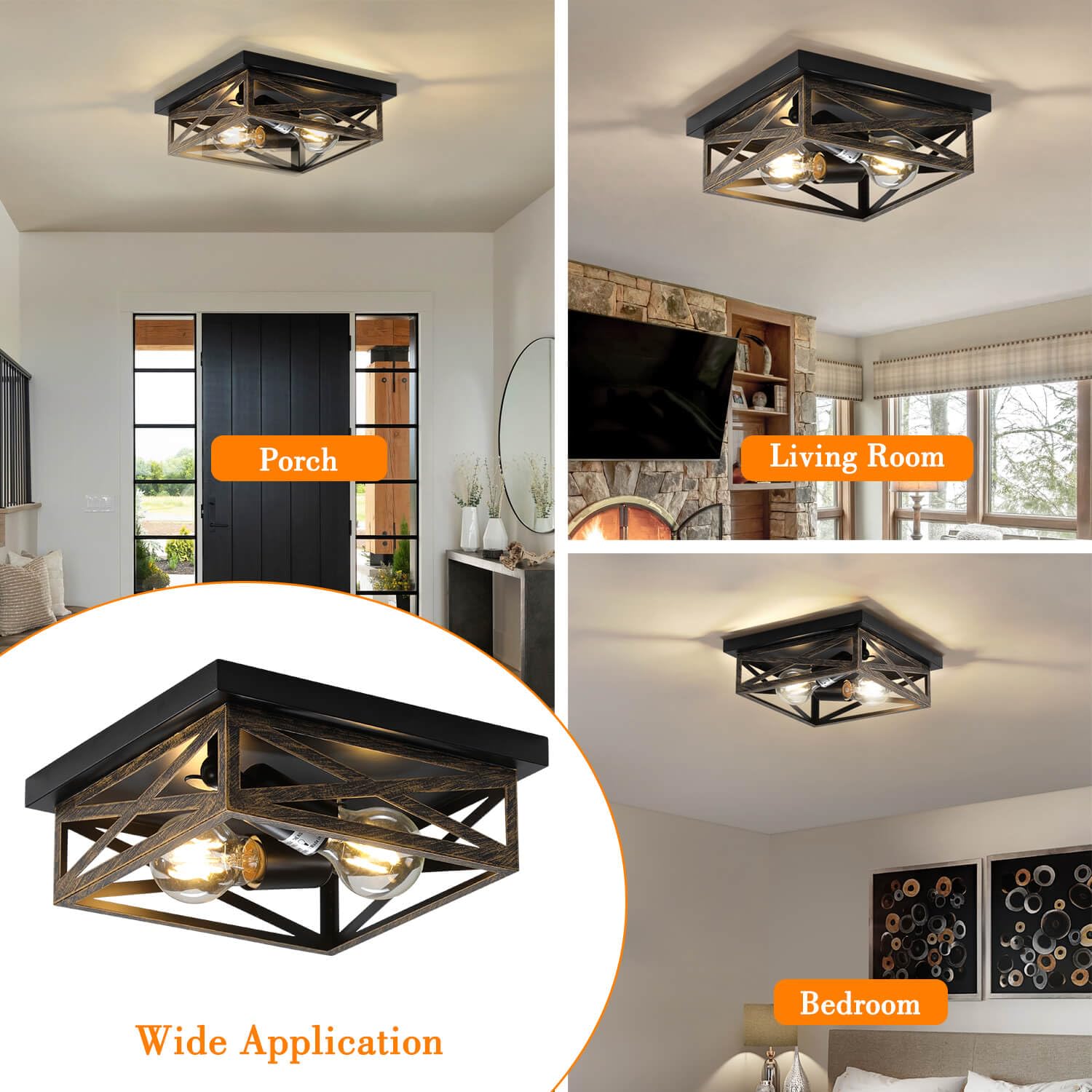 DIKAIDA modern farmhouse fixture provides 360-degree illumination for any room.