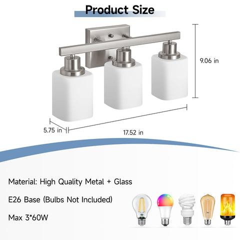 DIKAIDA 3-light fixture close-up on E26 dimmable compatibility for adjustable mood.