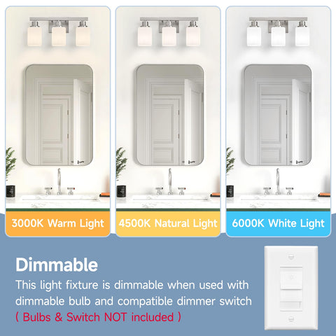 DIKAIDA over-mirror lighting setup highlighting modern glass shade diffusion.