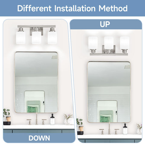 DIKAIDA vanity light with reversible mounting for upward or downward illumination.