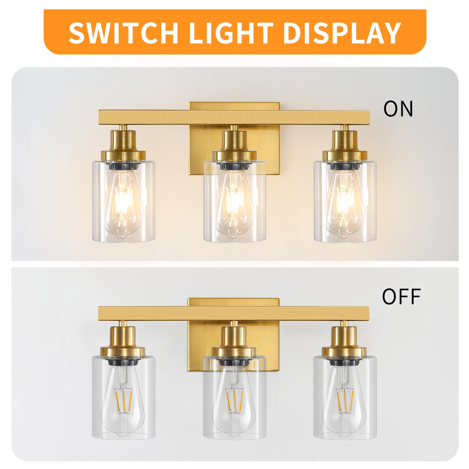 DIKAIDA bathroom vanity light compatible with dimmer and dimmable bulbs