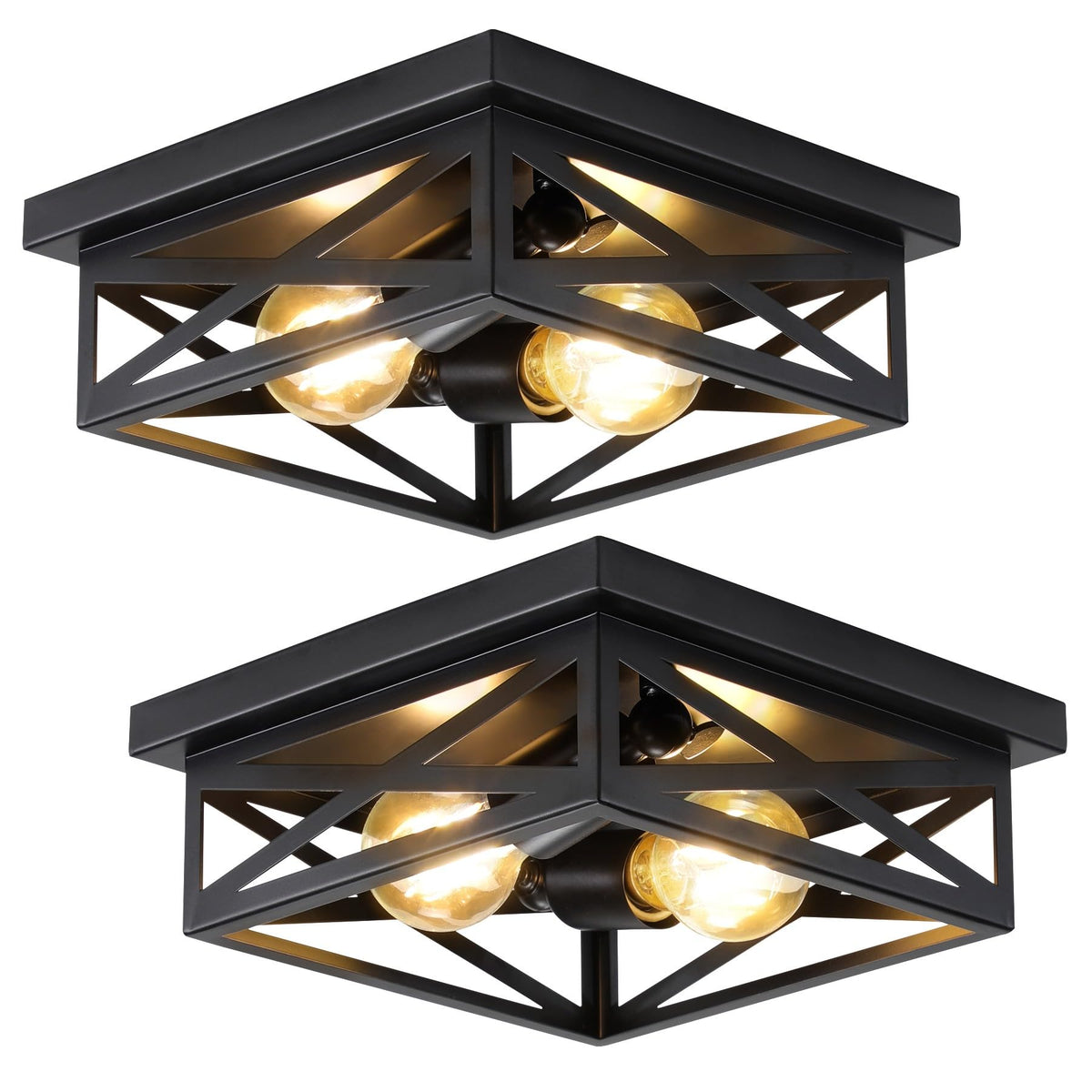 DIKAIDA vintage farmhouse flush mount ceiling light in two-pack for cohesive hallways.