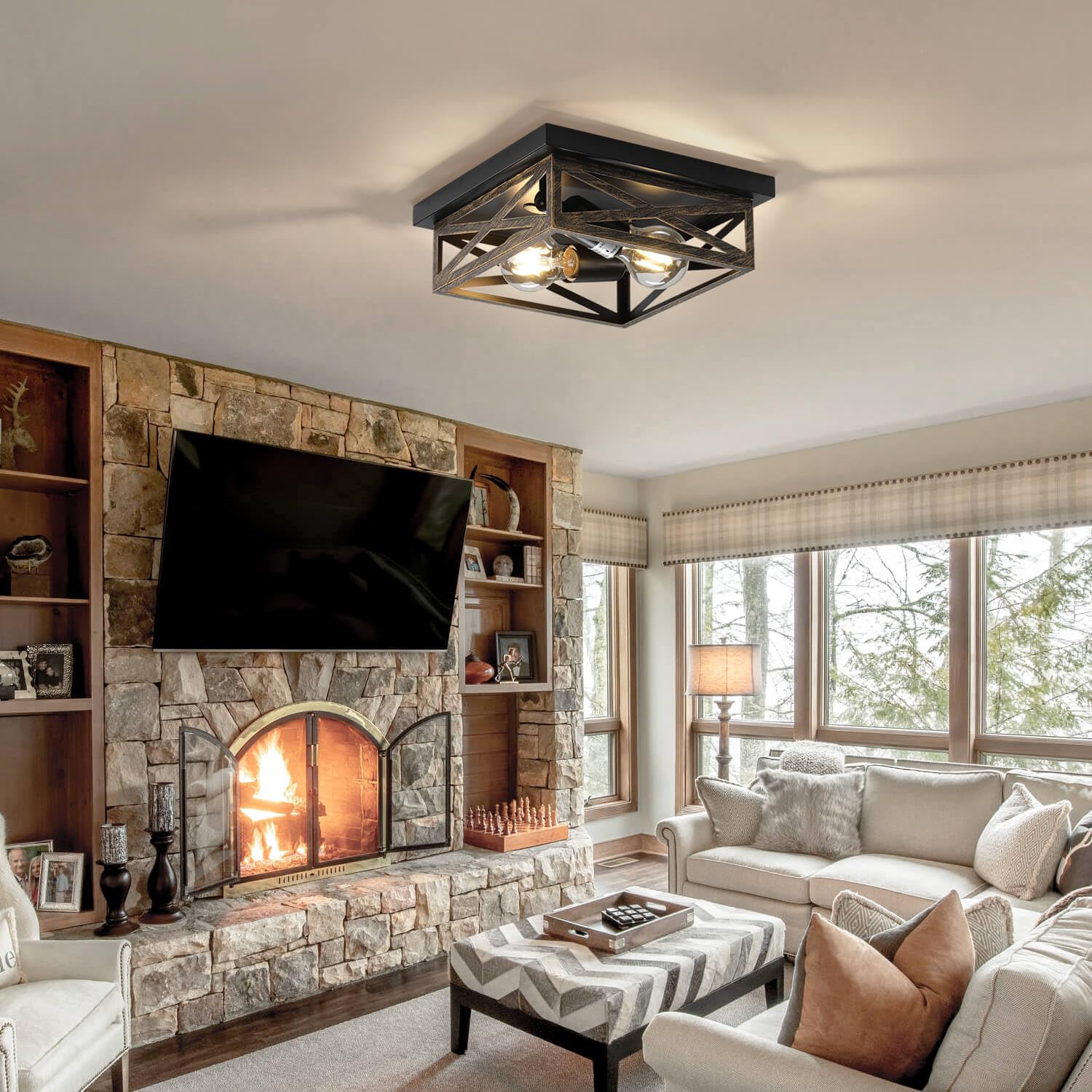 DIKAIDA vintage-style fixture enhances dining and living spaces.