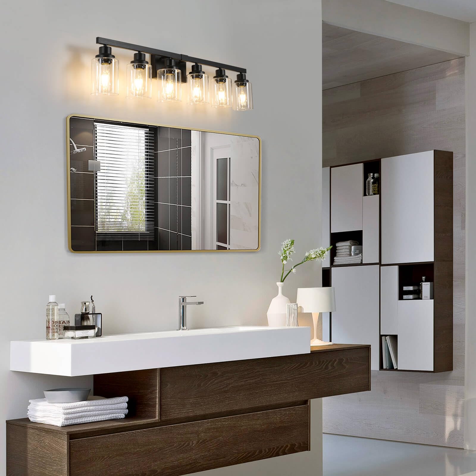 DIKAIDA wall-mounted vanity light installation demonstrates easy hardwired setup.