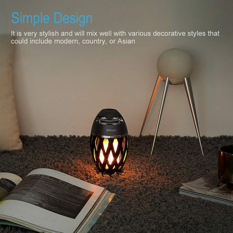 DiKaou flame lamp on patio creates warm ambience for evenings