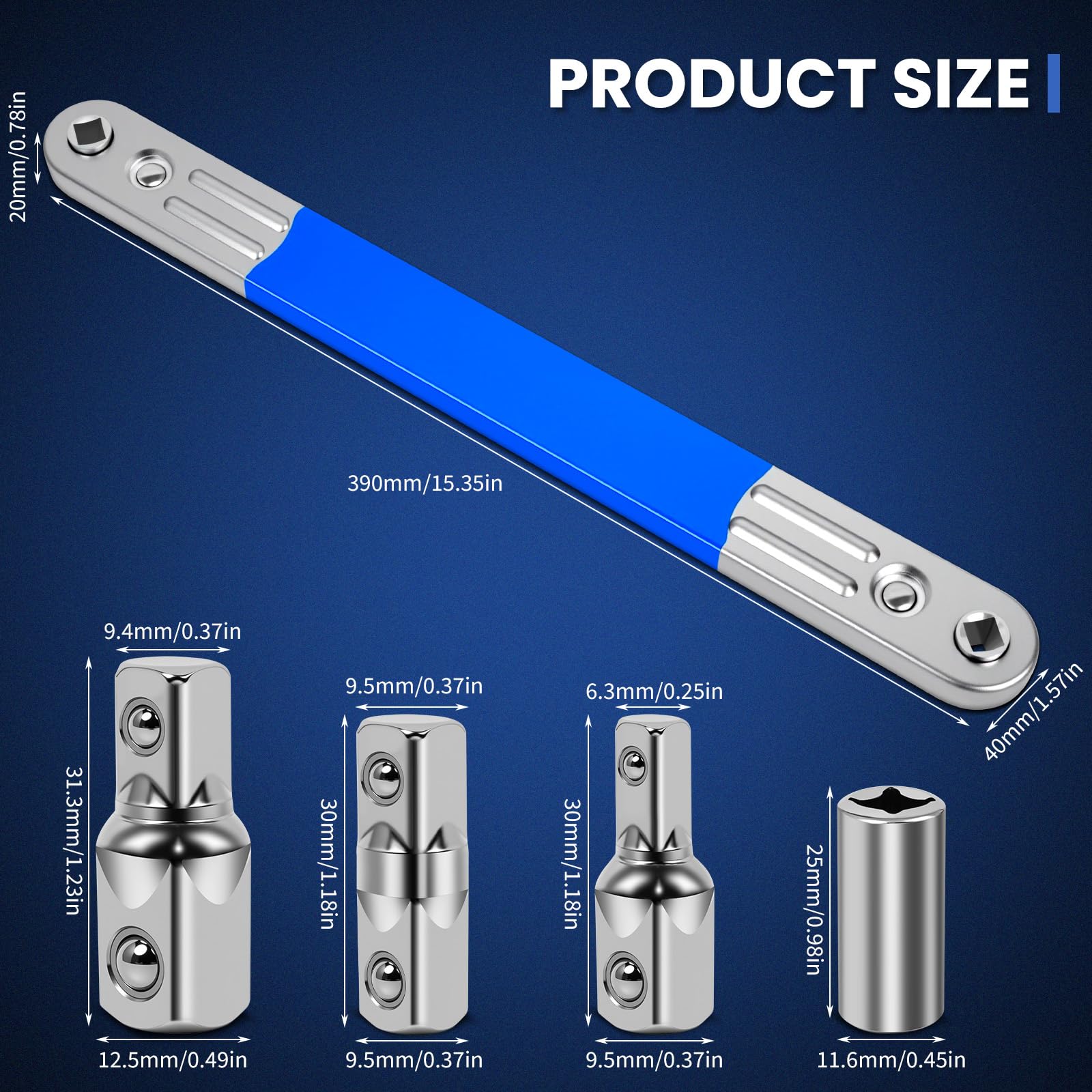 DikTalk drive adapters and socket included for versatile ratchet compatibility.