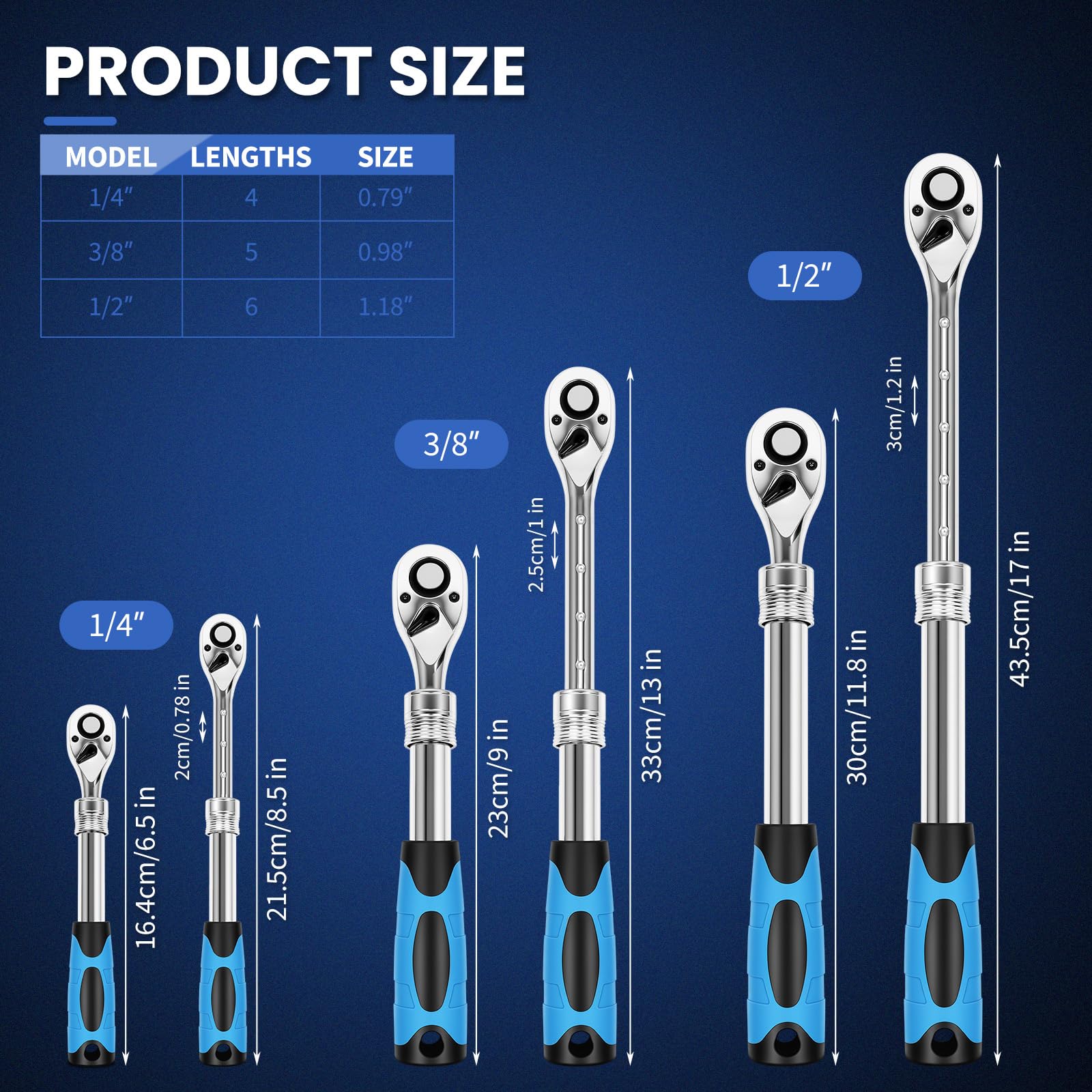 DikTalk 72-tooth mechanism enables precise movement in confined spaces.