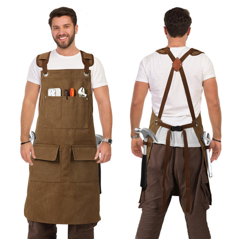 DILLMAN Woodworking Apron thick canvas protects clothing during heavy-duty tasks.