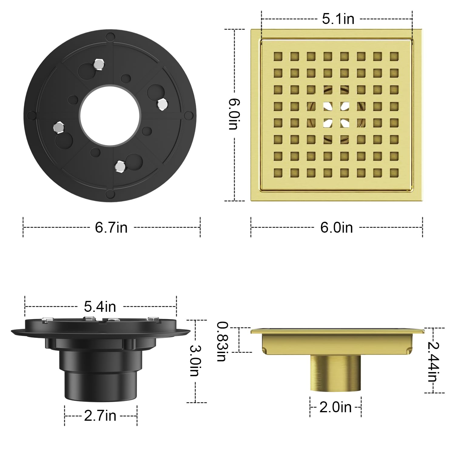 Dilvii drain base in ABS for a reliable, leak-free connection