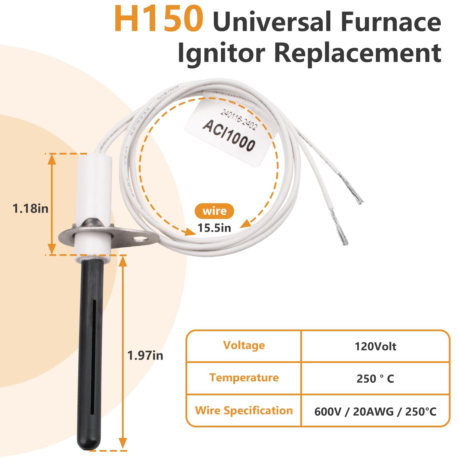 Dimakung H150 ceramic insulator body provides durable, high-heat resistance for long life.